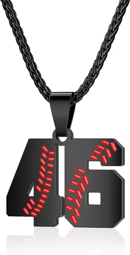 Miniatura 28 de Collar con número de béisbol para niños 00-99, collar con número de camiseta de béisbol de acero inoxidable, colgante personalizado, regalo