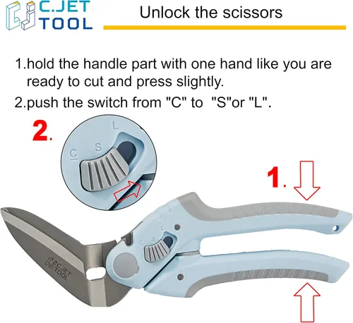 Miniatura 2 de C.JET TOOL Cortador de alfombras de alta resistencia de 8 pulgadas, multiusos, profesional de agarre suave de acero inoxidable (azul)