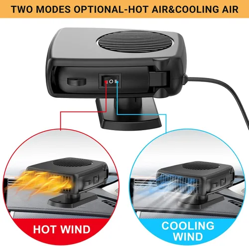 Miniatura 2 de Calentador de automóvil, descongelador de parabrisas portátil de 12 V 200 W, 2 en 1 con modos de calefacción y refrigeración, calentadores