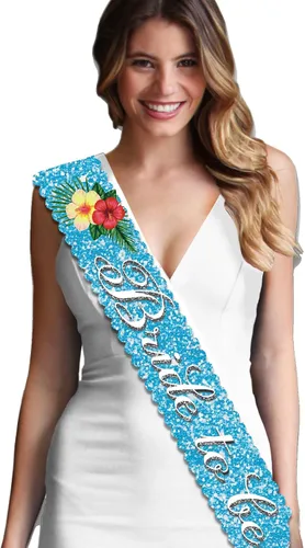 Miniatura 56 de Something Blue Gift for Bride To Be Sash - Banda de satén de grado nupcial - Decoraciones de despedida de soltera azul turquesa, Juego de 2 piezas