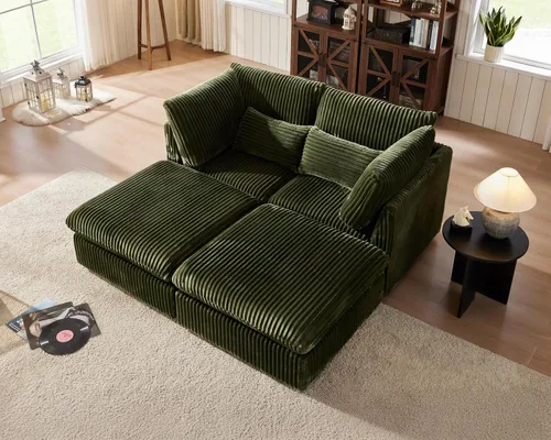 Miniatura 67 de Sofá Modular de Gran Tamaño, Sofá Seccional de Chenilla Nube Extra Profundo con Chaise Otomana, Sofá Esponjoso de Chenilla de 4 Plazas para Sala