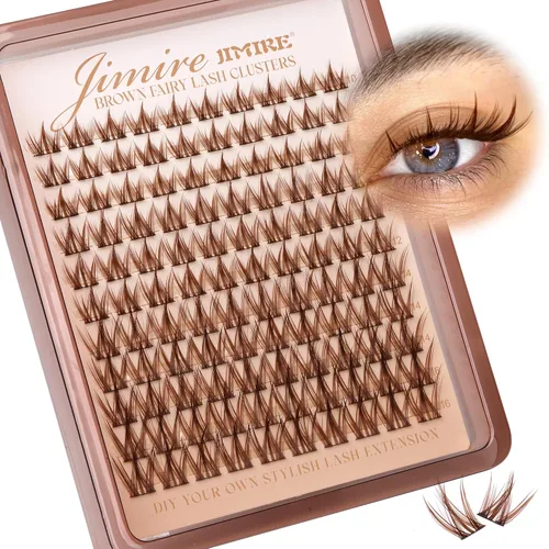 Miniatura 14 de JIMIRE - Racimos de pestañas marrones, 6 estilos mixtos, rizado D, extensiones de pestañas naturales, 476 piezas, racimos de pestañas esponjosas