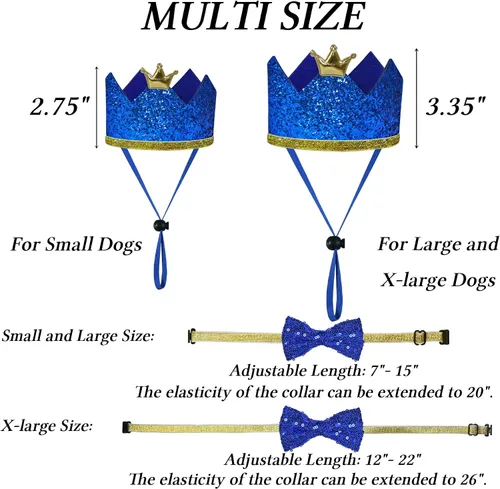 Miniatura 5 de STMK Suministros para fiesta de cumpleaños para perros, sombrero de cumpleaños de perro de varios tamaños con números, bandana pajarita para perros
