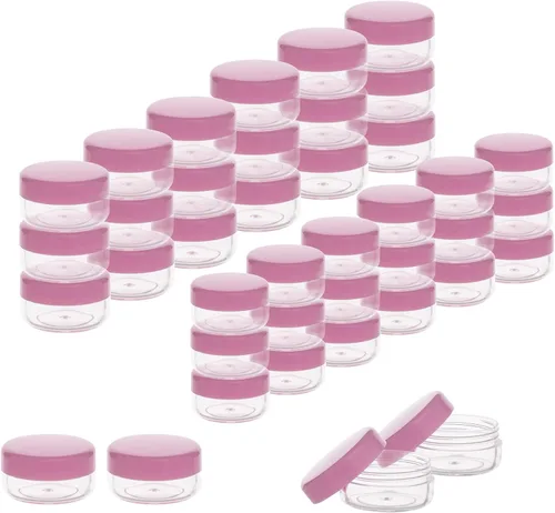 Contenedores de muestra de 0.11 onzas con tapas, 200 frascos de muestra pequeños, recipientes de cosméticos de maquillaje de 0.11 onzas líquidas Rosa
