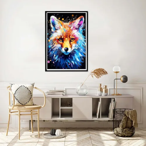 Miniatura 4 de Yomiie Kits de arte de diamantes 5D para adultos, zorro, pintura con diamantes, pintura al óleo de animales, kit de taladro redondo completo, imagen