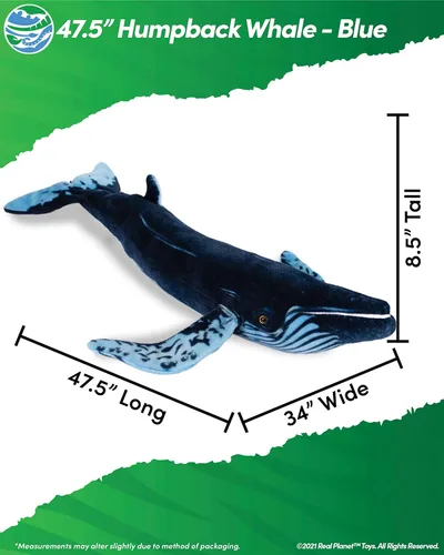 Miniatura 2 de Real Planet Juguete de peluche de ballena jorobada, regalo realista para niños de todas las edades, peluche grande de ballena oceánica, regalo