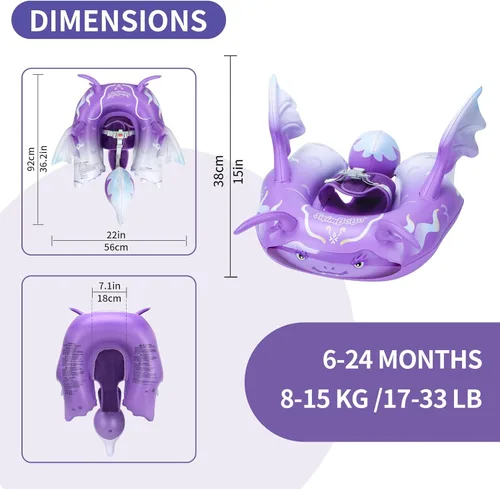 Miniatura 4 de Flotador de natación para bebé, anillo de natación inflable para niños, con soporte de seguridad, accesorios de piscina inferior