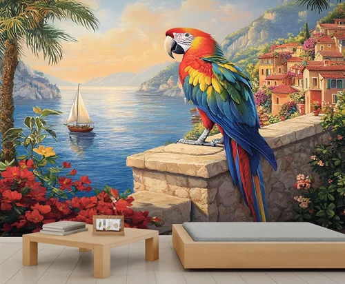 Miniatura 33 de Mural de lobo azul, papel tapiz de animales misteriosos, decoración del hogar de estética oscura, mural de pared de animales salvajes, murales