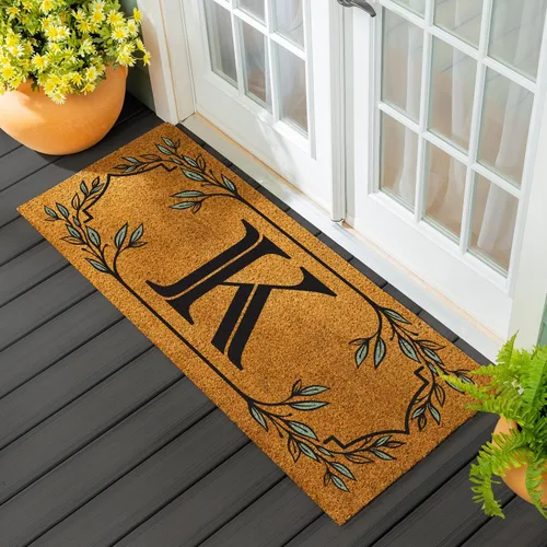 Miniatura 11 de Evergreen Flag Alfombra de puerta de fibra de coco monograma Letra B Alfombra para puerta delantera para interiores y exteriores 71x41 cm