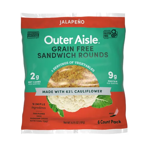 Miniatura 9 de Outer Aisle Pan de coliflor Pan de sándwich de coliflor "Original" Keto, sin gluten, bajo en carbohidratos, paquete de 5, 30 delgadas, original