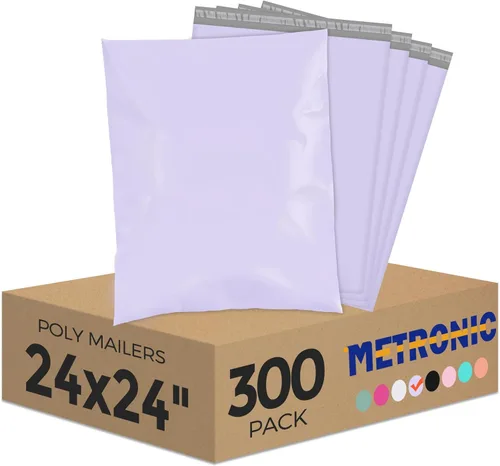 Miniatura 33 de Metronic Sobres de polietileno grandes de 24 x 24 pulgadas, 100 unidades, bolsas de envío adhesivas fuertes para ropa, sobres impermeables para Lila