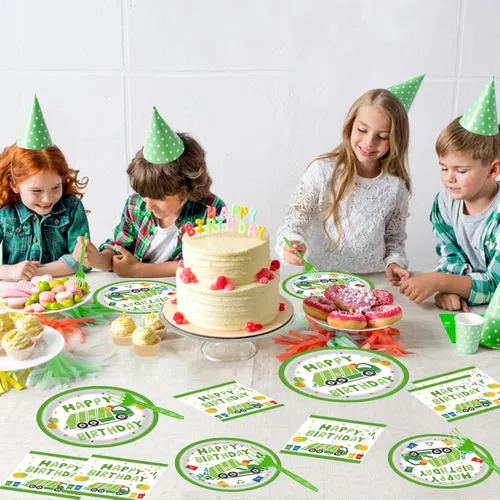 Miniatura 5 de Platos de papel para camión de basura, 96 unidades, decoraciones de cumpleaños, camiones de basura, suministros de fiesta, camiones de basura
