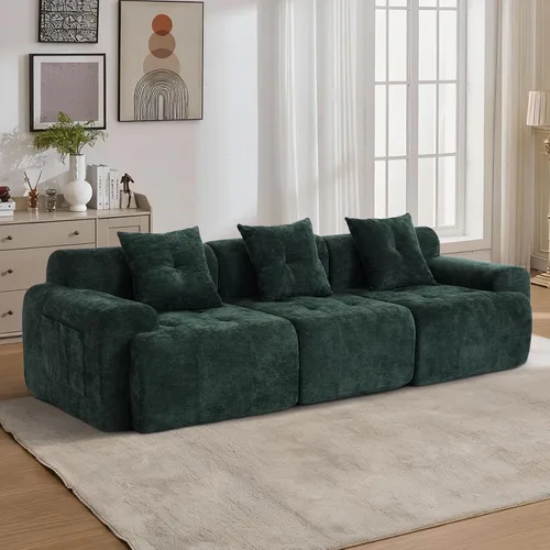 Sofá seccional modular de 101.65 pulgadas para sala de estar, sofá nube de 3 plazas con asiento profundo, tapicería de textura tejida, sofá sin
