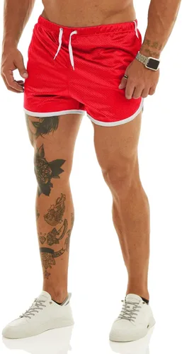 Ouber Pantalones cortos ajustados para hombre, culturismo, entrenamiento, gimnasio, correr, pantalones cortos de levantamiento ajustados con