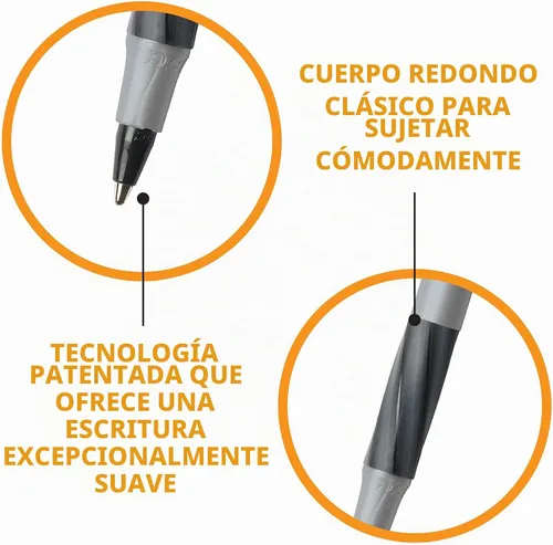 Miniatura 7 de BIC Bolígrafos Round Stic Grip Xtra Comfort, color negro, punta media (1.2 mm), paquete de 36 unidades, bolígrafos perfectos para escribir