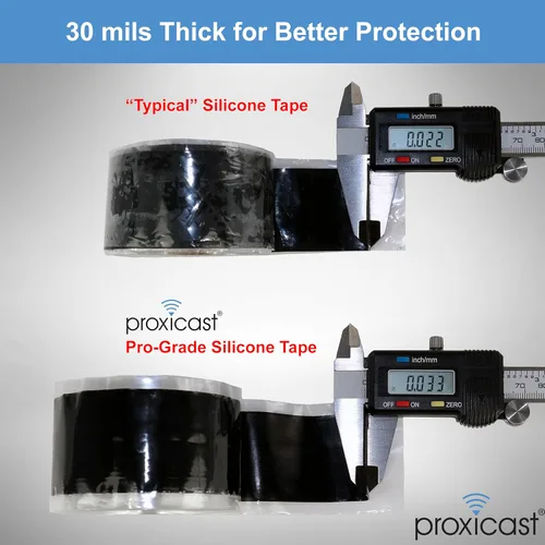 Miniatura 3 de Proxicast Cinta de sellado de goma de silicona autofundida extra fuerte de grado profesional de 30 mil resistente a la intemperie para antenas