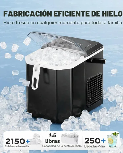 Miniatura 4 de Silonn - Máquina de hielo para encimera, máquina de hielo portátil con asa de transporte, máquinas de hielo autolimpiables con cesta y cuchara, 9