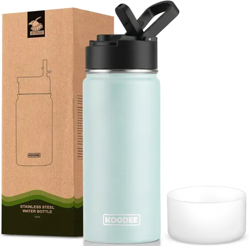 Miniatura 81 de koodee Insulated Water Bottle, 32 oz Stainless Steel Double Wall Vacuum Wide Mouth Sport Bottle with Leakproof Spout Lid (Navy)
