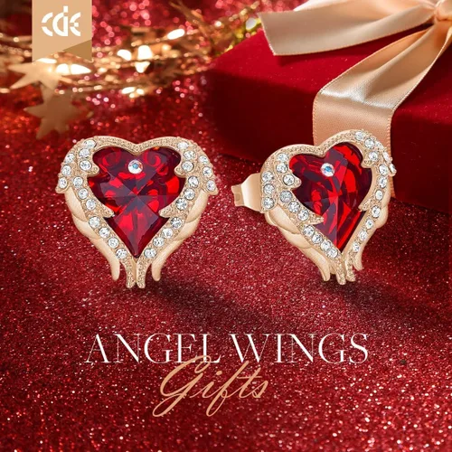 Miniatura 3 de CDE - aretes de alas de ángel para mujer, chapado en rodio, joyería de Navidad para niñas y mujeres