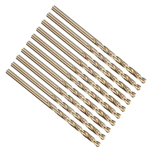 Miniatura 276 de PATIKIL Broca Jobber de 0.039 in, vástago recto M35 cobalto 5% acero de alta velocidad 135° acabado dorado para metal duro de acero inoxidable - 2