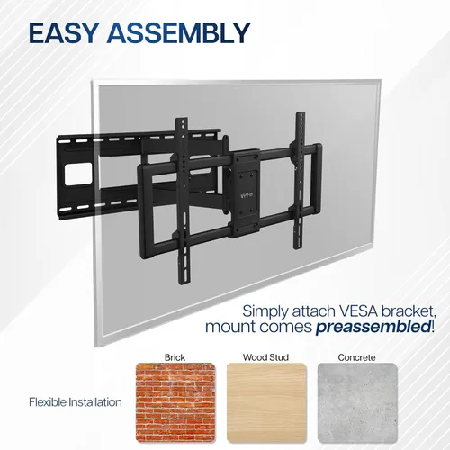 Miniatura 7 de VIVO Soporte de pared articulado para TV de pantalla grande de 43 a 85 pulgadas, para pantallas LCD LED planas y curvas, brazo extendido giratorio