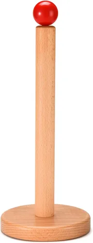 Miniatura 12 de Soporte para toallas de papel, soporte de rollo de cocina de madera (bola negra)
