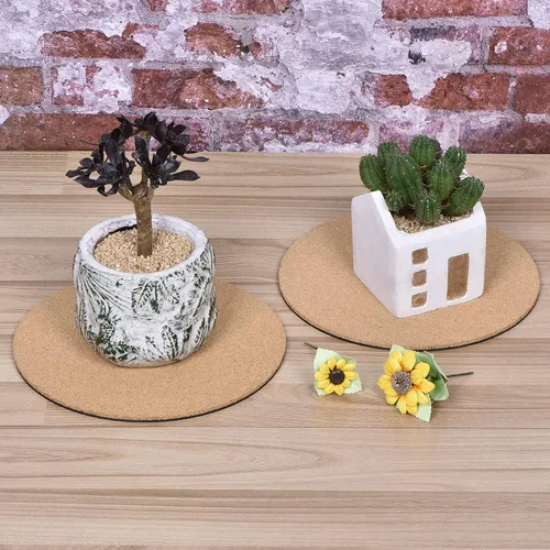 Miniatura 6 de MECCANIXITY Tapete redondo de corcho para plantas de 10 pulgadas, de plástico, absorbente, impermeable, para maceta de jardín