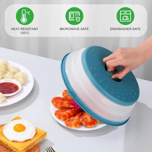 Miniatura 5 de Hoolerry Paquete de 4 cubiertas de silicona para salpicaduras de microondas para alimentos, juego de utensilios de cocina, cubierta para microondas