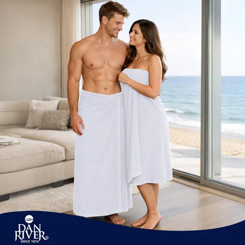 Miniatura 216 de DAN RIVER Paquete de 2 sábanas de baño de 35x70 pulgadas, sábanas de baño jumbo acanaladas para adultos, toallas grandes gruesas y absorbentes