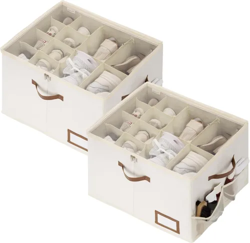 Miniatura 10 de StorageWorks Organizador de Zapatos para Armario, Cabe hasta 16 Pares, Contenedores de Almacenamiento de Zapatos Cubby con Bolsillo Lateral de Malla