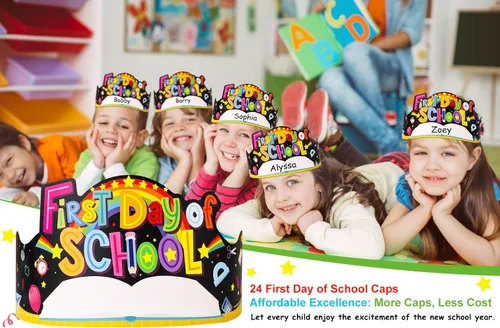Miniatura 4 de SICOHOME Coronas de papel de 100º día de escuela, 24 coronas de papel de 14.5 x 4 pulgadas para niños, decoraciones para el día 100 de la escuela