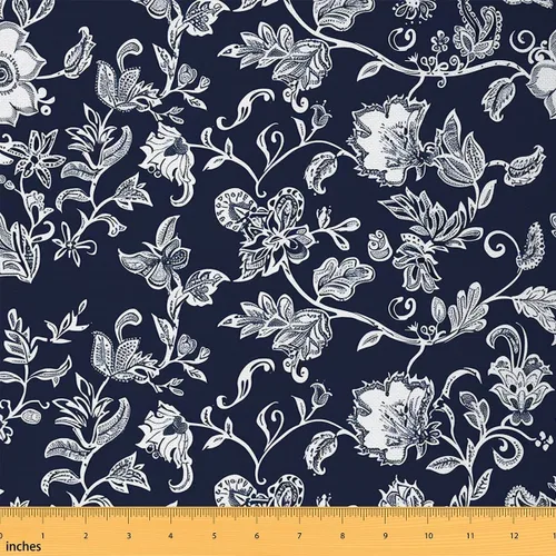 Miniatura 25 de Feelyou Tela de Olas del Océano por el Patio, Tela de Tapicería Japonesa Hokusai Olas para Sillas, Estilo Oriental Tradicional Náutico Marino