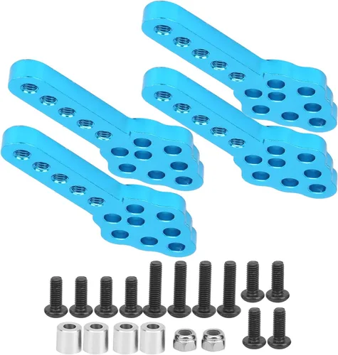 Miniatura 6 de Soporte de amortiguador RC, ángulo de altura ajustable, soporte de choque RC Crawler, 4 piezas de aleación de aluminio azul, para entusiastas de RC