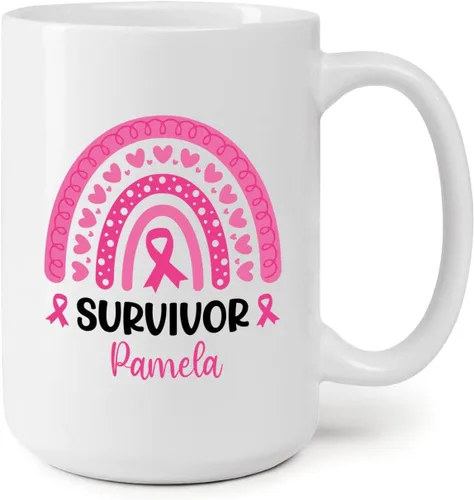 Miniatura 19 de Taza personalizada para sobrevivientes de cáncer, taza de cáncer de mama, taza de cinta rosa, regalo para sobreviviente de cáncer de mama, taza