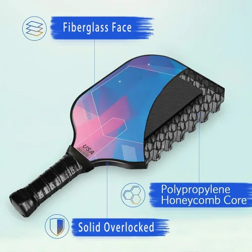 Miniatura 5 de 16mm Honeycomb Core Complete Pickle Ball Set USAPA Approved Pickle Ball Rackets 2 Pack - Professional Hybrid Carbon-Glass Fiber with Indoor/Outdoor