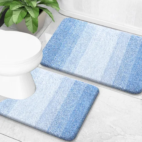 Miniatura 59 de OLANLY Juego de 2 alfombras de baño de microfibra suave y absorbente, antideslizantes, se pueden lavar y secar a máquina, alfombras de baño peludas