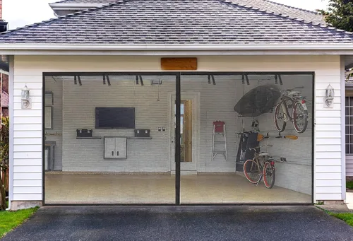 Miniatura 11 de Puertas de pantalla de garaje para garaje de 1 coche - 12x7 pies de fibra de vidrio, pantalla de puerta de garaje magnética duradera y resistente