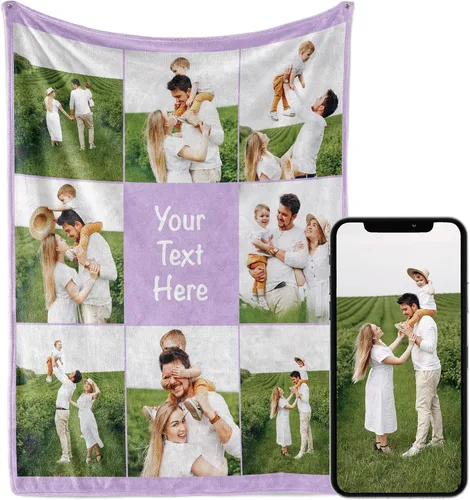 Miniatura 9 de Manta personalizada con imagen, se envía al día siguiente, impresa en Estados Unidos, manta de fotos personalizada, colores vibrantes, suave