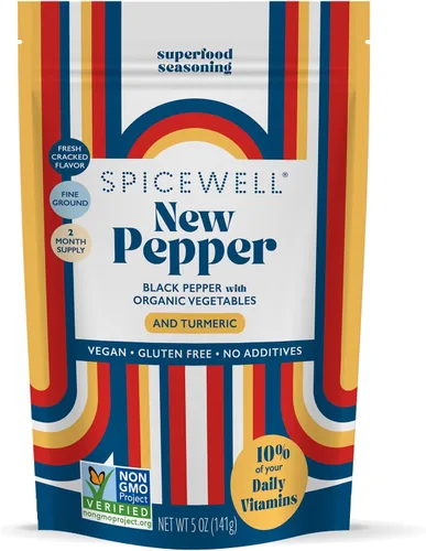 Miniatura 7 de Spicewell - Nuevo pimentero - Pimienta negra ayurvédica con cúrcuma, 21 vitaminas y minerales a base de plantas - Molido fino, sabor fresco