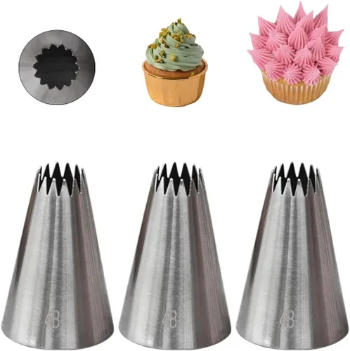 Miniatura 10 de Conjunto de boquillas St. Honore, puntas en forma de V para repostería, boquillas para decorar pasteles, kit de 4 piezas para cupcakes, pasteles