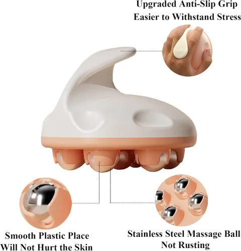 Miniatura 3 de WMM Masajeador de Mano, Herramienta de Masaje Corporal Completo con Masajeador de Bola de Rodillos Manual de 360 Grados para Alivio del Dolor