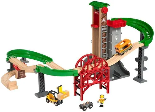 Miniatura 4 de BRIO World Lift & Load Warehouse Set - Juego de tren de madera de 32 piezas, funciona con todos los juegos de ferrocarriles de madera, incluye