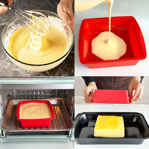 Miniatura 9 de AVIDON Paquete de 4 moldes cuadrados de silicona para tartas, moldes de silicona antiadherentes de 5 pulgadas, moldes para hornear pasteles