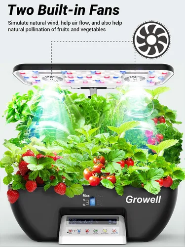 Miniatura 6 de Growell Sistema de cultivo hidropónico, jardín de hierbas de 17 cápsulas con 102 luces de cultivo de espectro completo de 28 W y 2 ventiladores