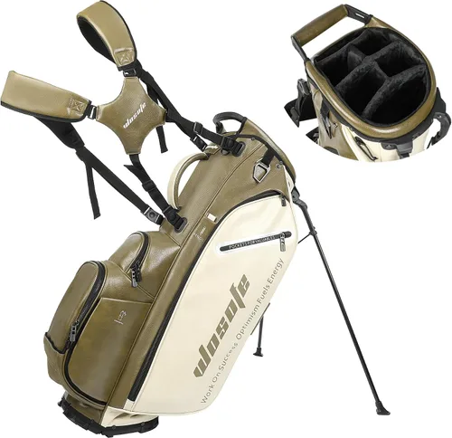Miniatura 11 de WOSOFE PU Golf Bag with 6/14 Way Top Dividers Automatically Adjustable Dual Straps Elegant Design for Men Women Pu Golf Stand Bag with Multiple