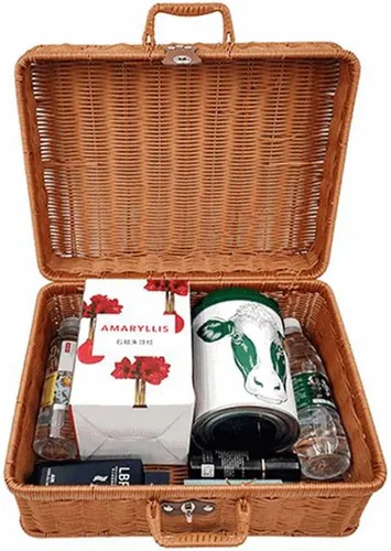 Miniatura 3 de Maleta de ratán cesta de almacenamiento tejida a mano de mimbre vintage maleta organizador de maquillaje bolsa de ratán cesta de picnic para viajes