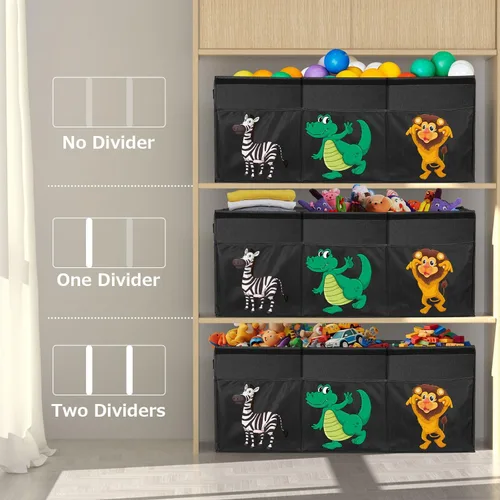 Miniatura 8 de Caja de juguetes extragrande, organizador de almacenamiento de juguetes plegable y resistente con tapas, caja de almacenamiento de dinosaurios