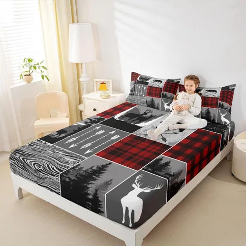 Miniatura 28 de Erosebridal Sábana bajera con temática de pesca, juego de ropa de cama rústica de granja tamaño individual para niños, adolescentes y adultos, ropa