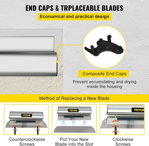 Miniatura 5 de VEVOR Hoja de alisado, cuchillo de alisado de 24 pulgadas, cuchillo de construcción de acero inoxidable europeo, espátula de perfil de aluminio