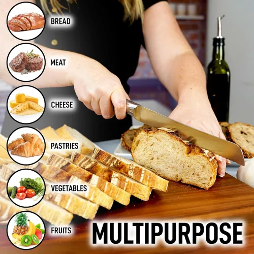 Miniatura 2 de Zulay - Cuchillo de pan dentado, cuchillo de pan de acero inoxidable para pan casero, pastel, bagel, cortador de pan de una pieza y cortador de pan